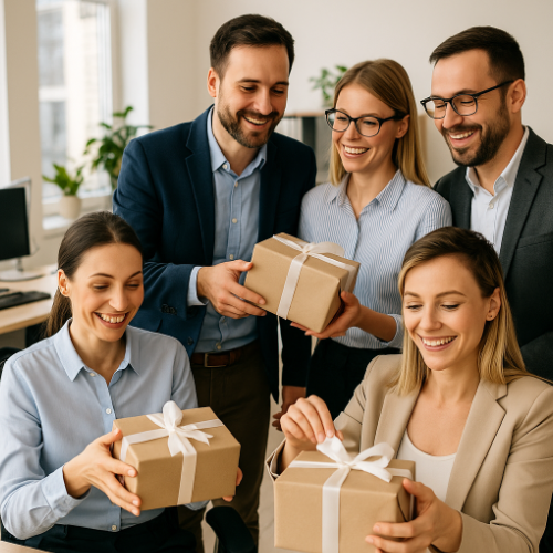 Gaveuddeling på et kontor i Silkeborg