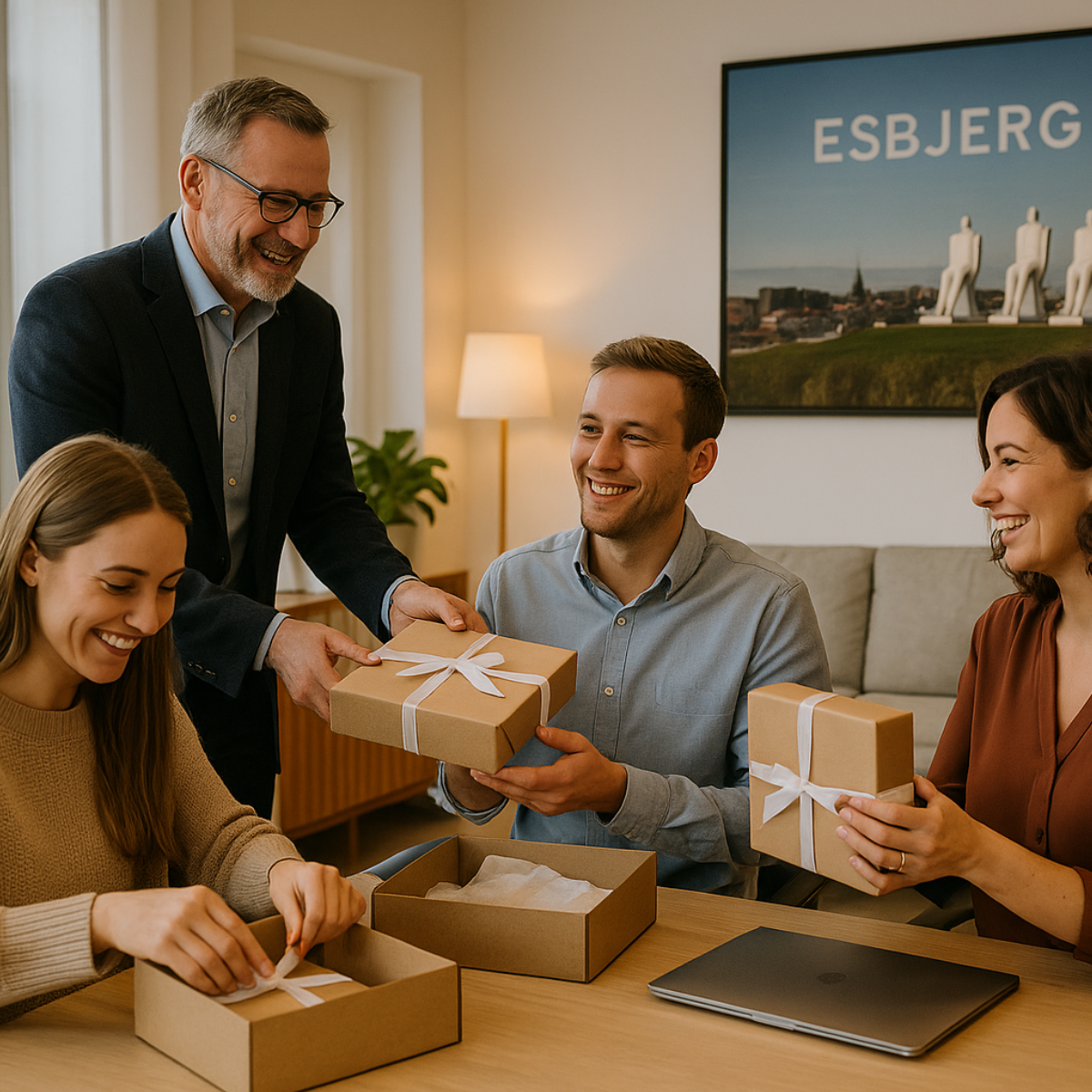 Gaveuddeling på kontor i esbjerg