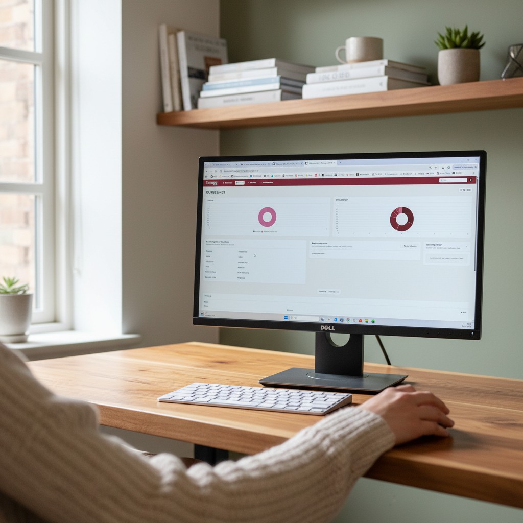 Dashboard på computerskærm på kontor