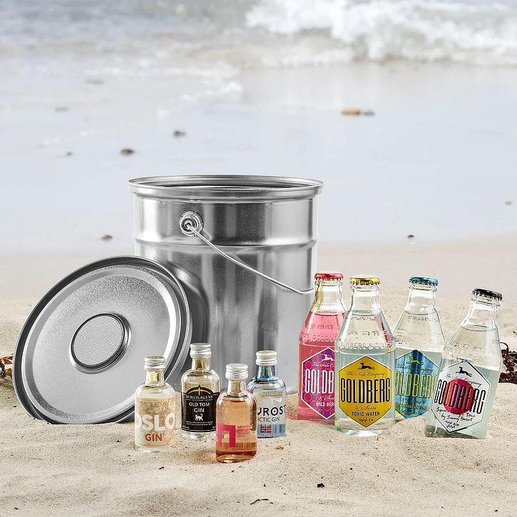 Bluetooth højtaler spand med gin og tonic sommergave