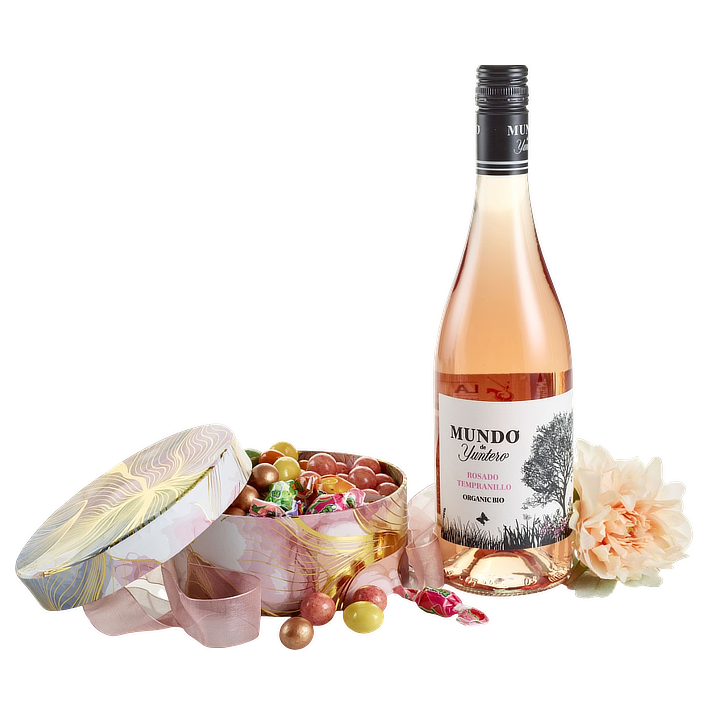 Sommergave med hatteæske og rosevin