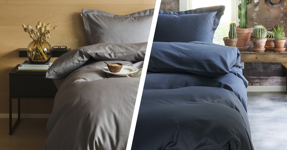 Turiform Turistripa sengesæt i grå eller blå