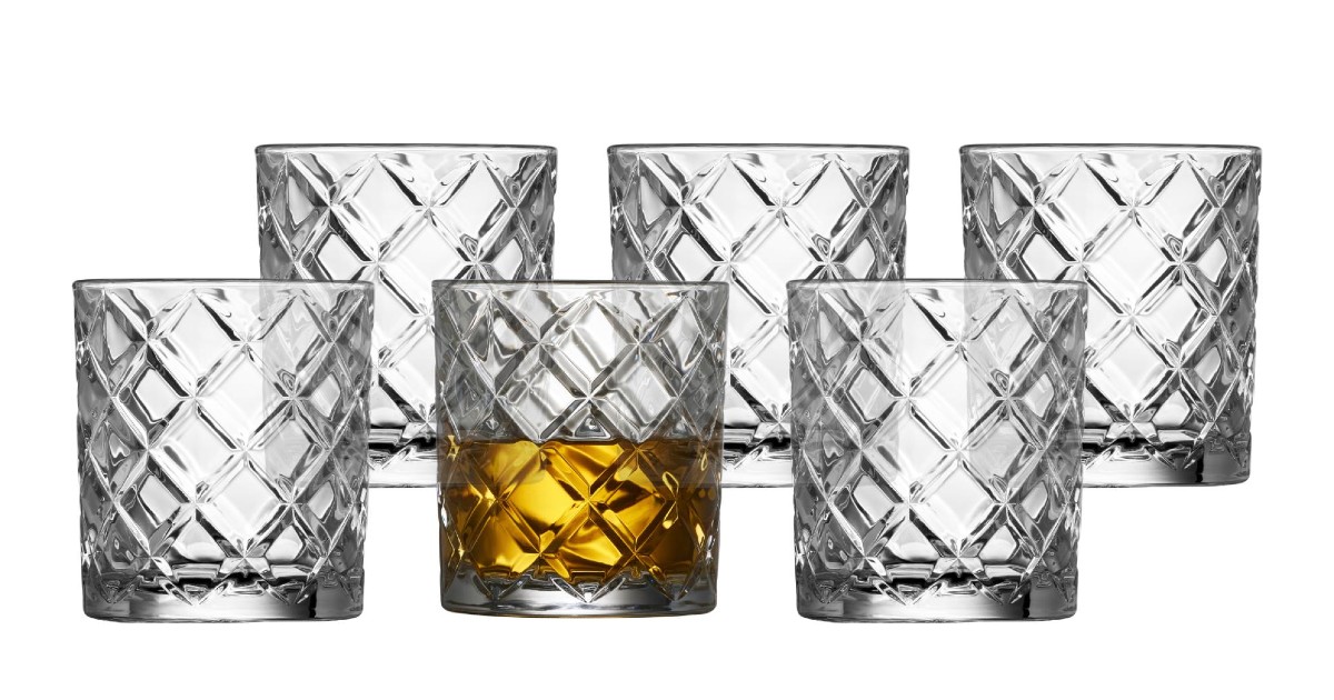 6 stk. Lyngby Glas Krystal Diamond Whiskyglas 35cl