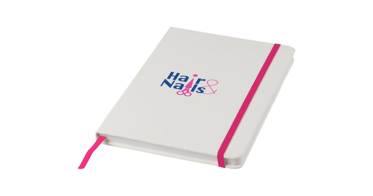 Spectrum hvid A5 notesbog med farvet elastik