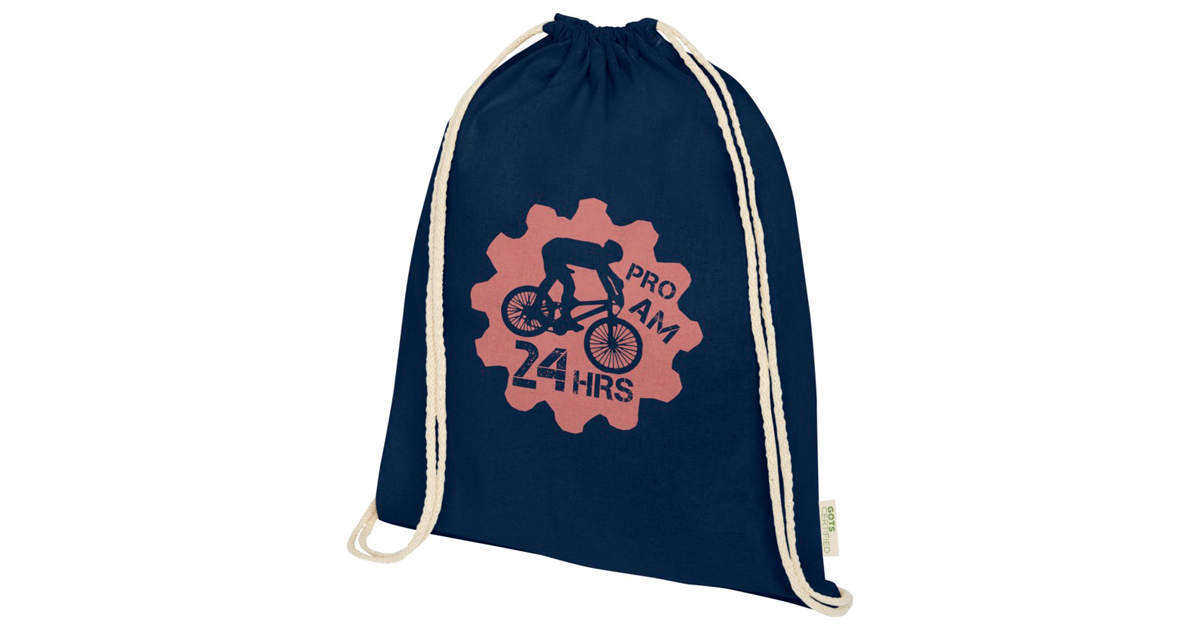 Orissa 100 g/m² GOTS rygsæk med snøre i økologisk bomuld 5L inkl. logotryk