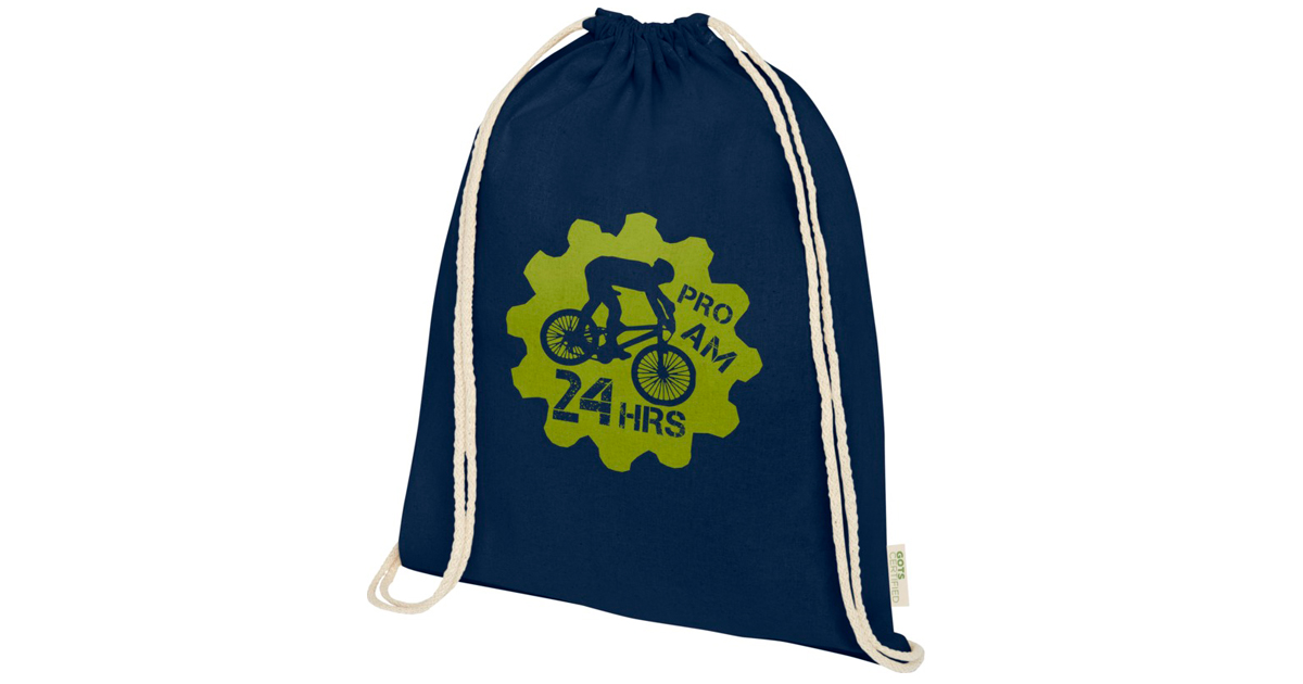 Orissa 140 g/m² rygsæk med snøre i økologisk bomuld 5L inkl. logotryk
