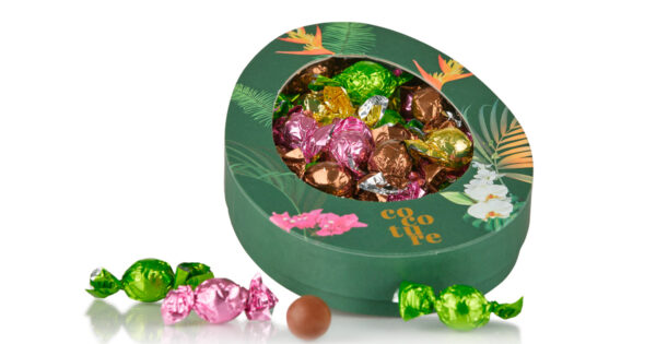 Grøn Cocoture big easter med fyldte chokoladekugler 500g