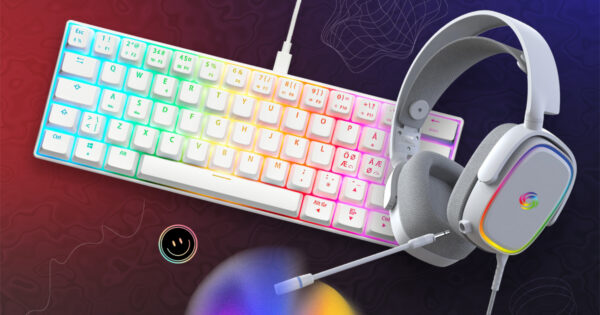 NOS C-450 RGB Tastatur og gaming headset i hvid